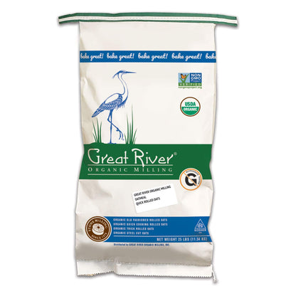 Great River Organic Milling Organic Quick Cooking Rolled Oats | USDA Organic, Non-GMO, Kosher | Whole Grain Oatmeal for Breakfas
