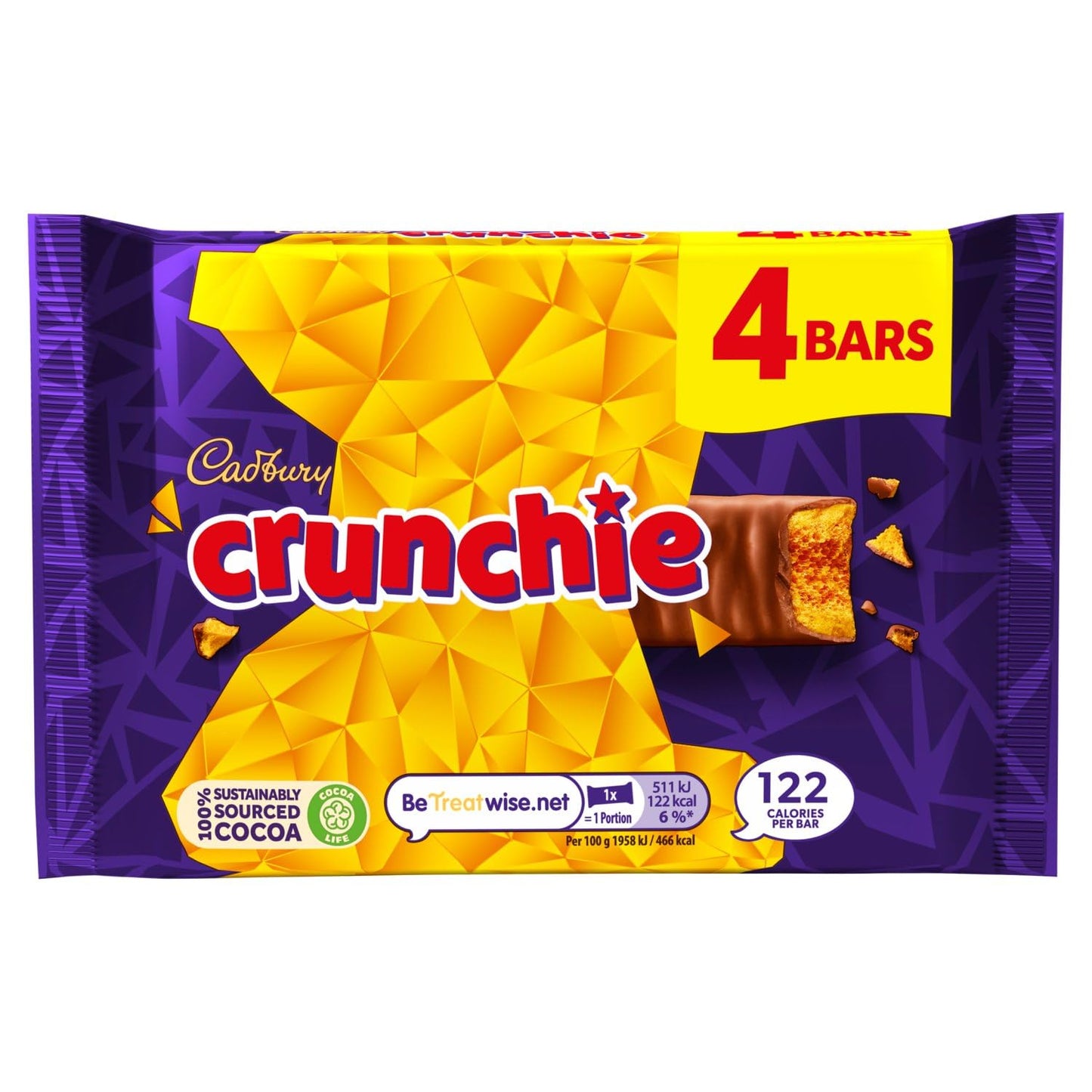 Original Cadbury Crunchie Chocolate Bar Pack, Candy Imported From The Uk England The Best Of British Honey Comb Coated In Chocol
