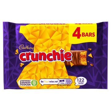 Original Cadbury Crunchie Chocolate Bar Pack, Candy Imported From The Uk England The Best Of British Honey Comb Coated In Chocol