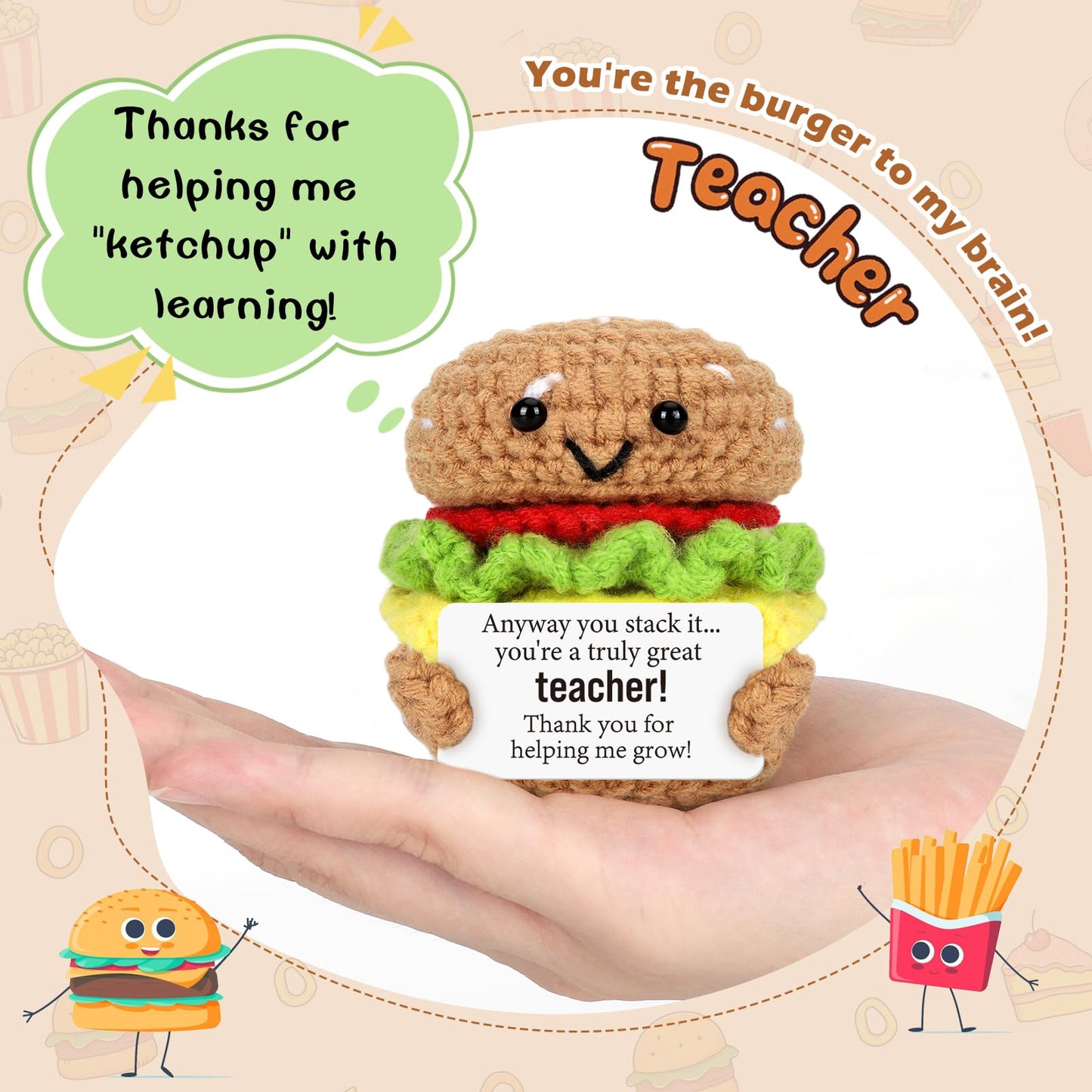 Mini Teacher Appreciation Gift For Teachers Day Handmade Crochet Burger For Thank You End Of Year Teachers Day Thoughtful Teache