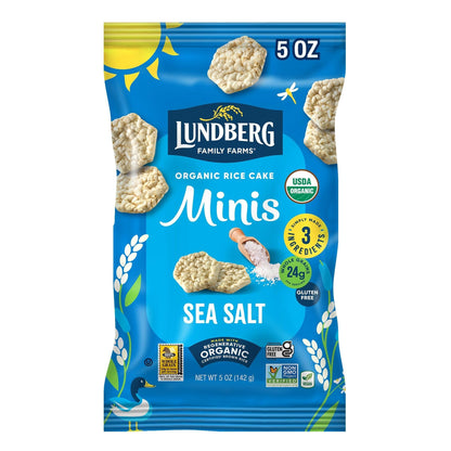 Lundberg Organic Rice Cake Minis, Original Sea Salt - Mini Rice Cakes, Healthy Snacks For Adults And Kids, Vegan Snacks, Gluten-