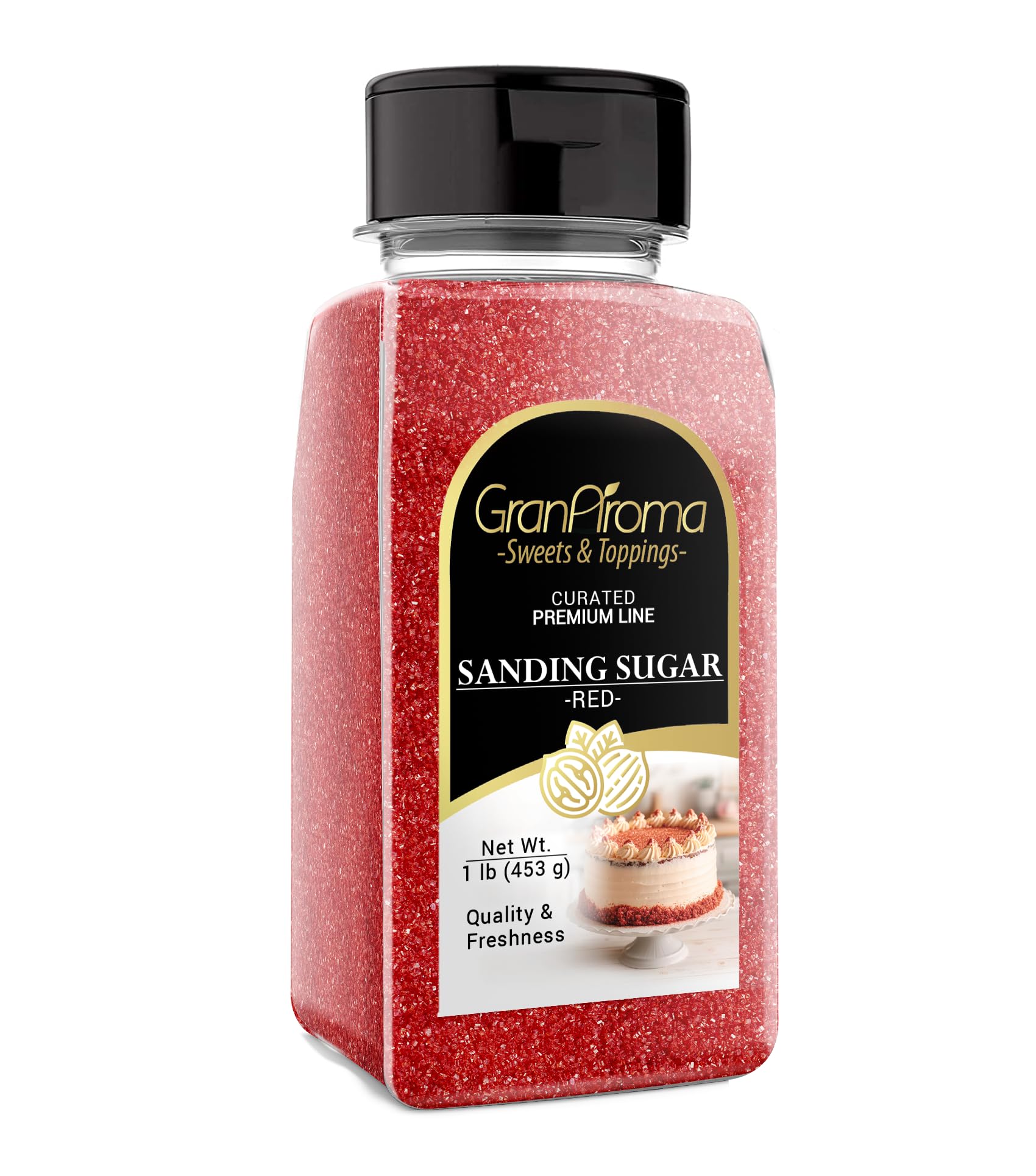 GranAroma Sanding Sugar for Cookies & Sweets, Decorative Red Sugar