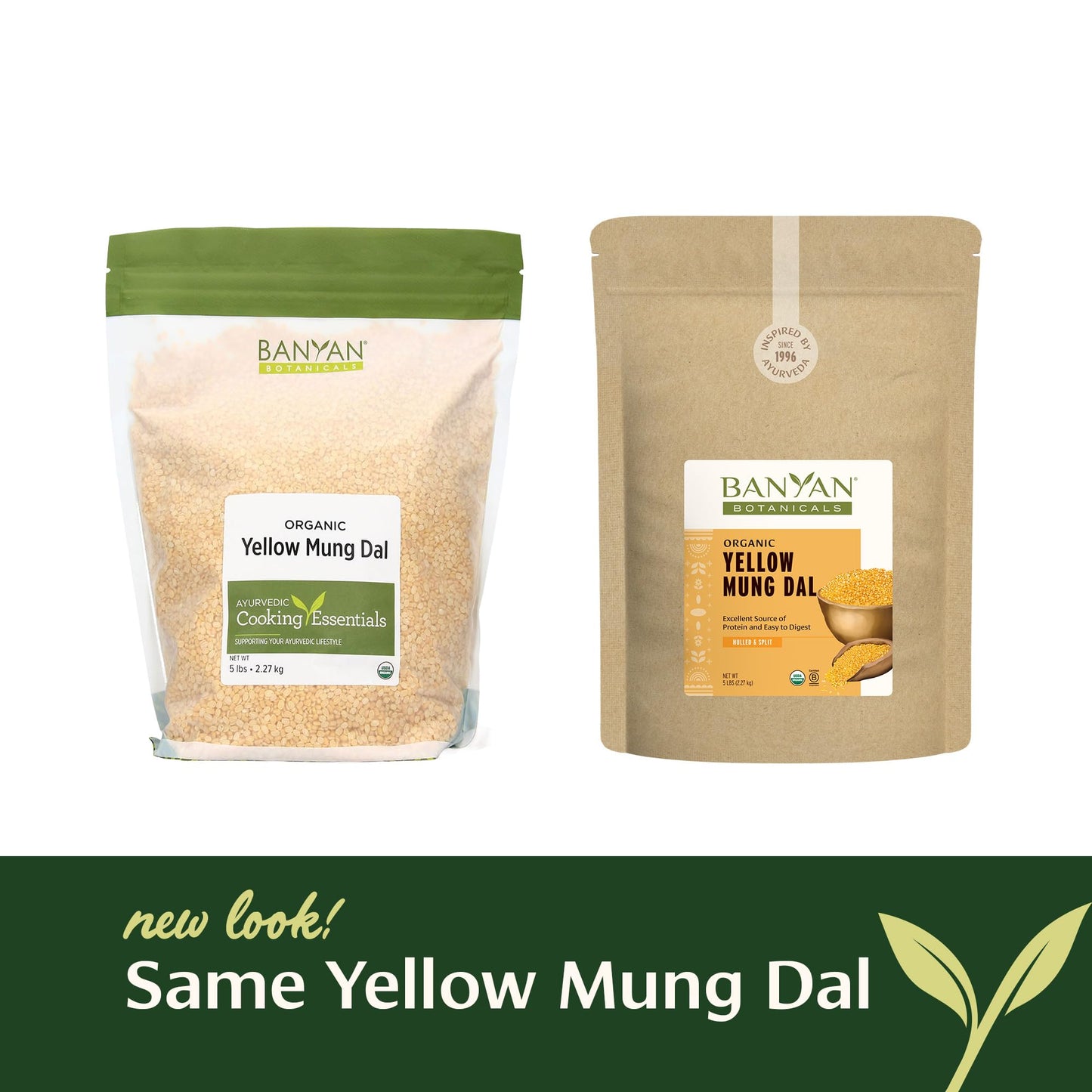 Banyan Botanicals Organic Yellow Mung Dal - Hulled Split Beans - Gluten Free, Vegan - 5 lbs