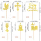 ZHUOWEISM Cupcake Toppers, 25 PCS Gold Glitter First Communion Picks, Bamboo, Small, Design 6