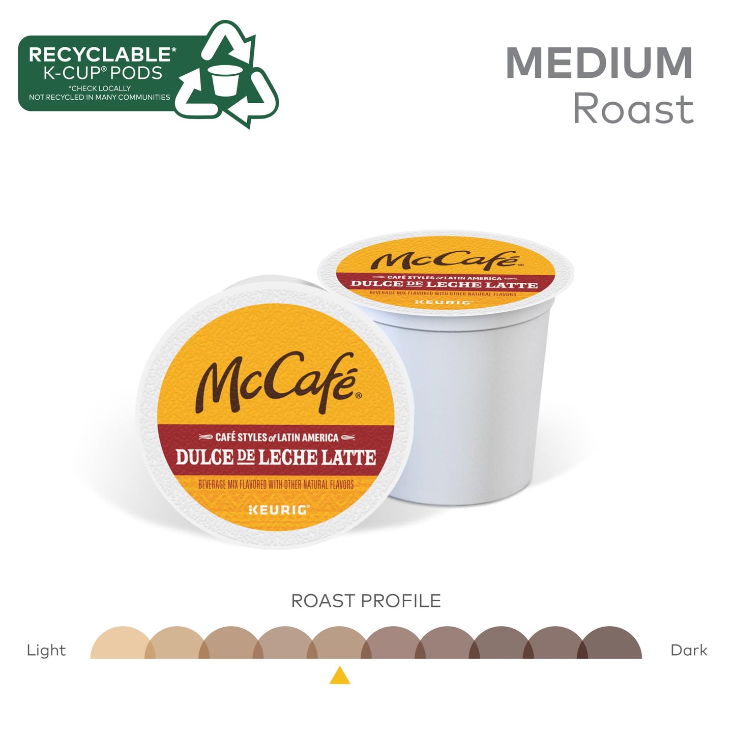 Mccaf   Dulce De Leche Latte, One Step Latte Single Serve Keurig K-Cup Pods, Flavored Coffee, 60-Count Box (6 Packs Of 10)