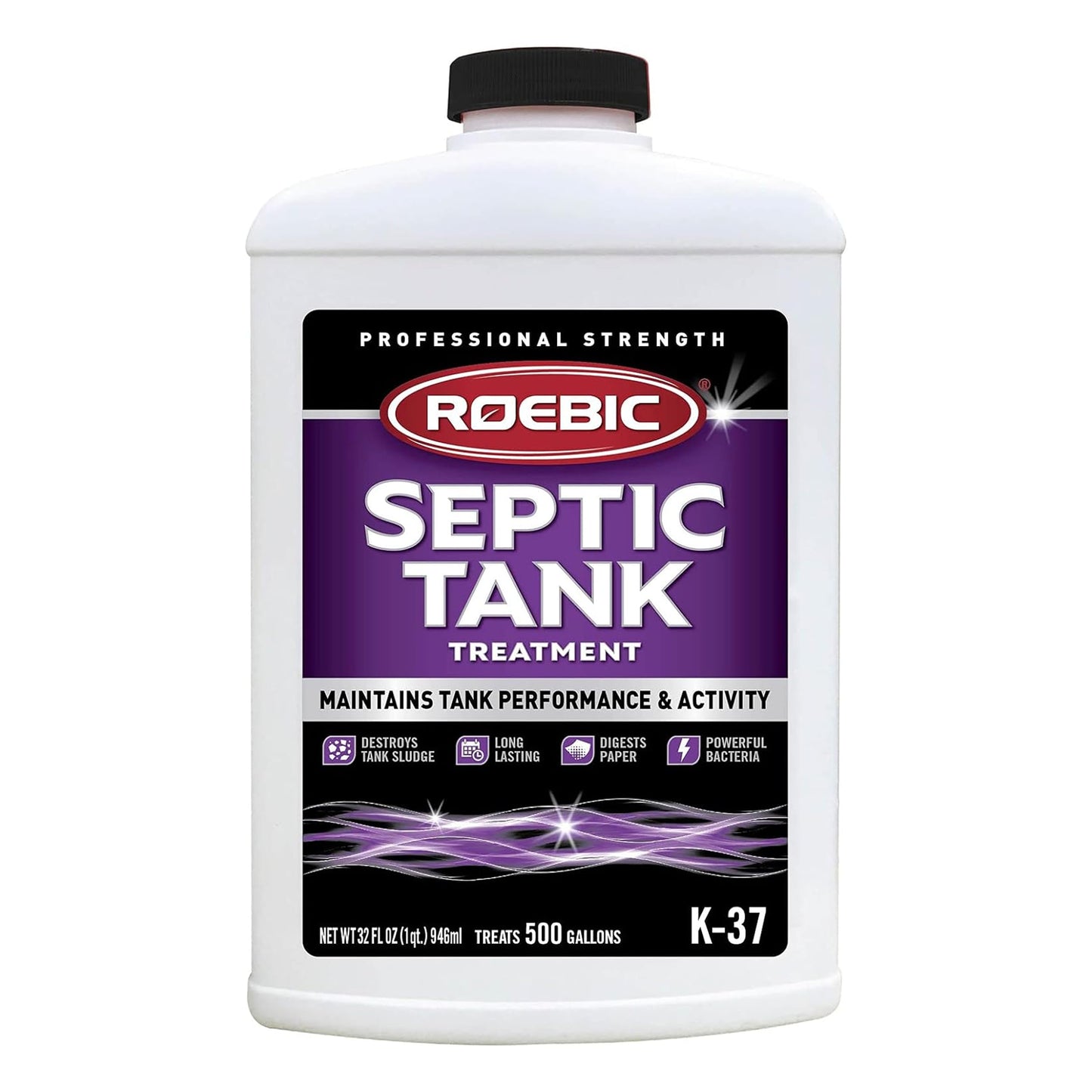 Roebic K-37-Q Septic Tank Treatment Removes Clogs, Environmentally Friendly Bacteria Enzymes Safe For Toilets, Works For 1 Year,