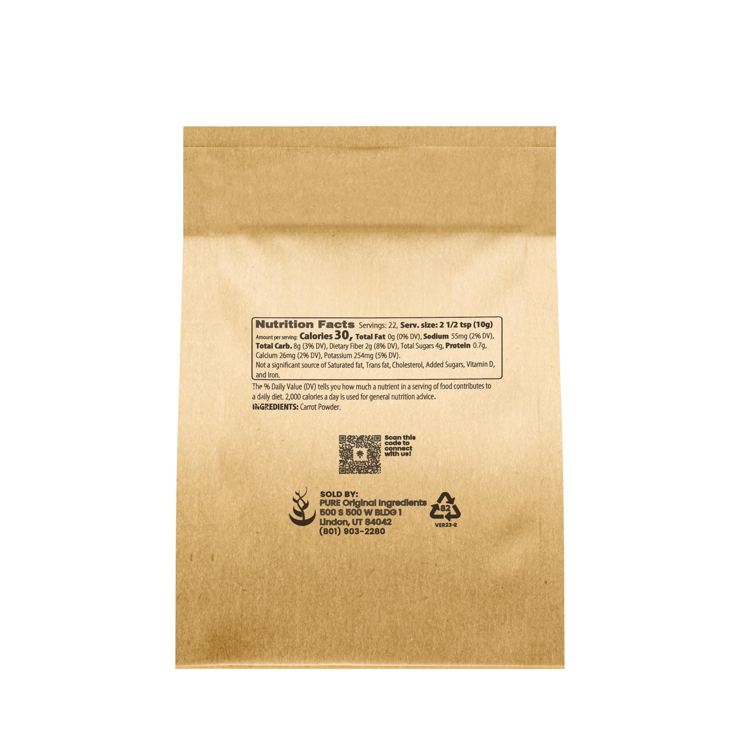 Pure Original Ingredients Carrot Powder (8 Oz) Smoothies & Shakes, Sauces, No Fillers Or Additives