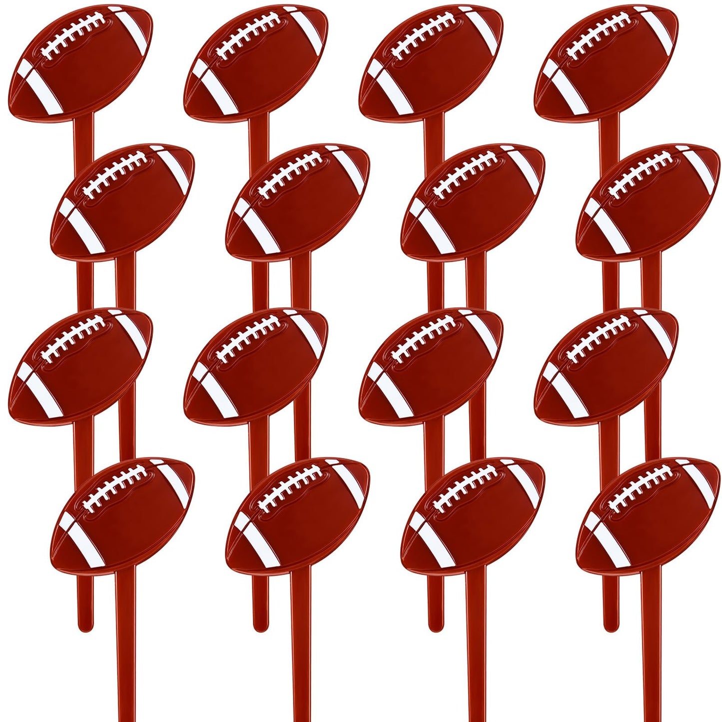 Blulu Football Cupcake Toppers, 48 Count, Acrylic, Brown, Party Decorations