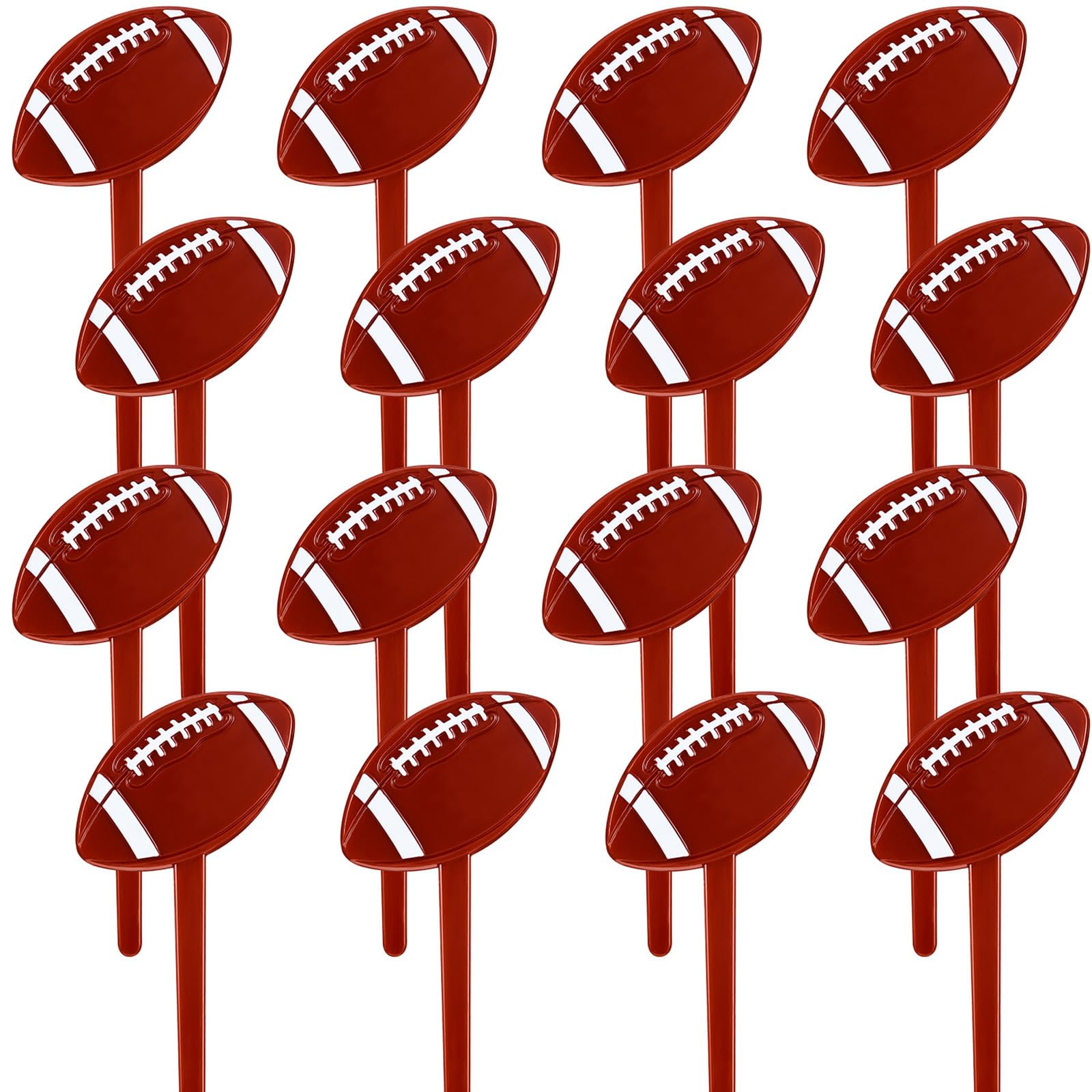 Blulu Football Cupcake Toppers, 48 Count, Acrylic, Brown, Party Decorations