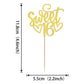 YCTHUNFISH 24 Pack Cupcake Toppers Glitter for 16th Birthday, Bamboo Material, Gold Color