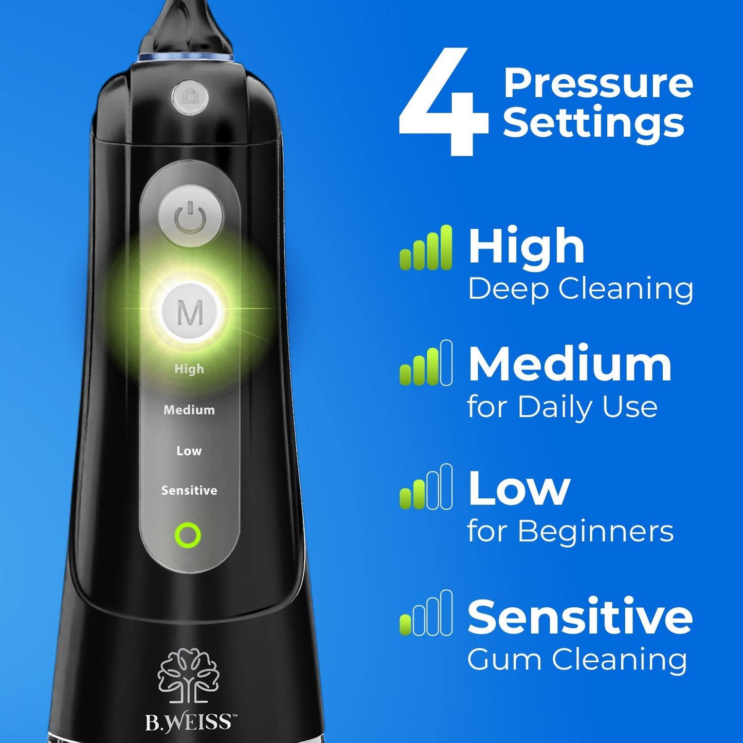 Cordless Water Flosser For Teeth  Gum Cleaning Dental Pick, 6 Tips Included, 4 Cleaning Modes, Ipx7 Waterproof, Rechargeable Wit