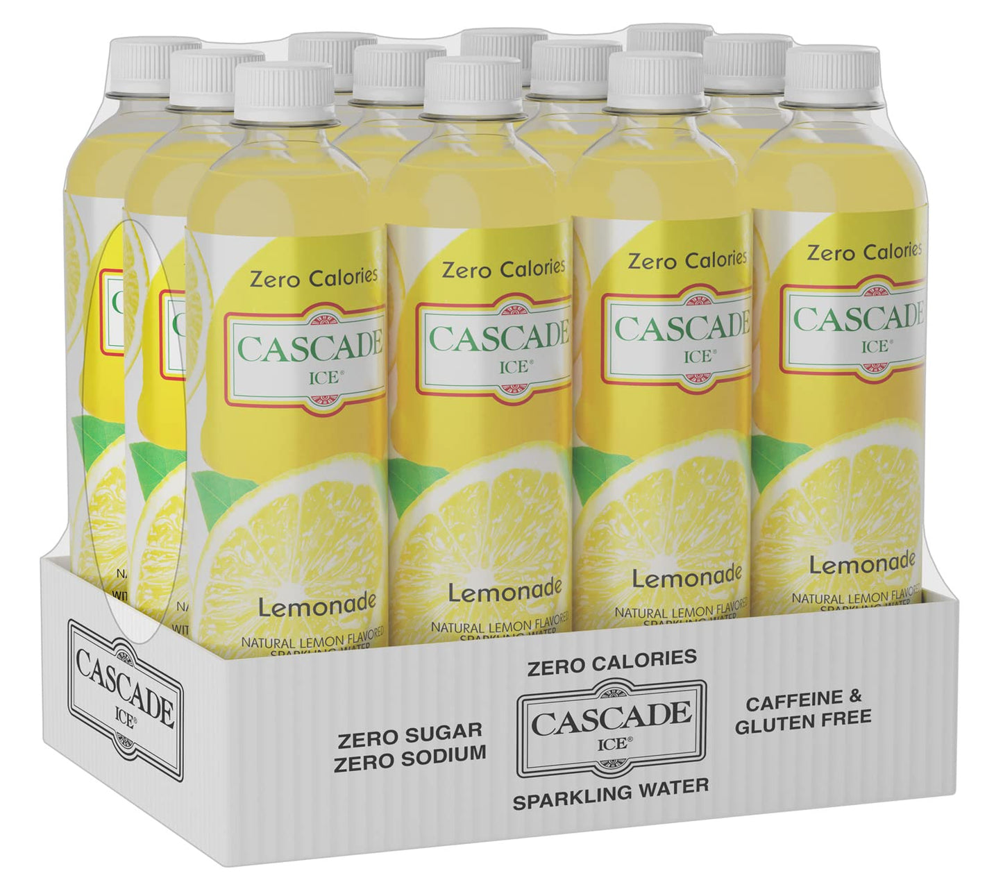 Cascade Ice Sparkling Water, Lemonade, 17.2 Fl Oz, Pack of 12