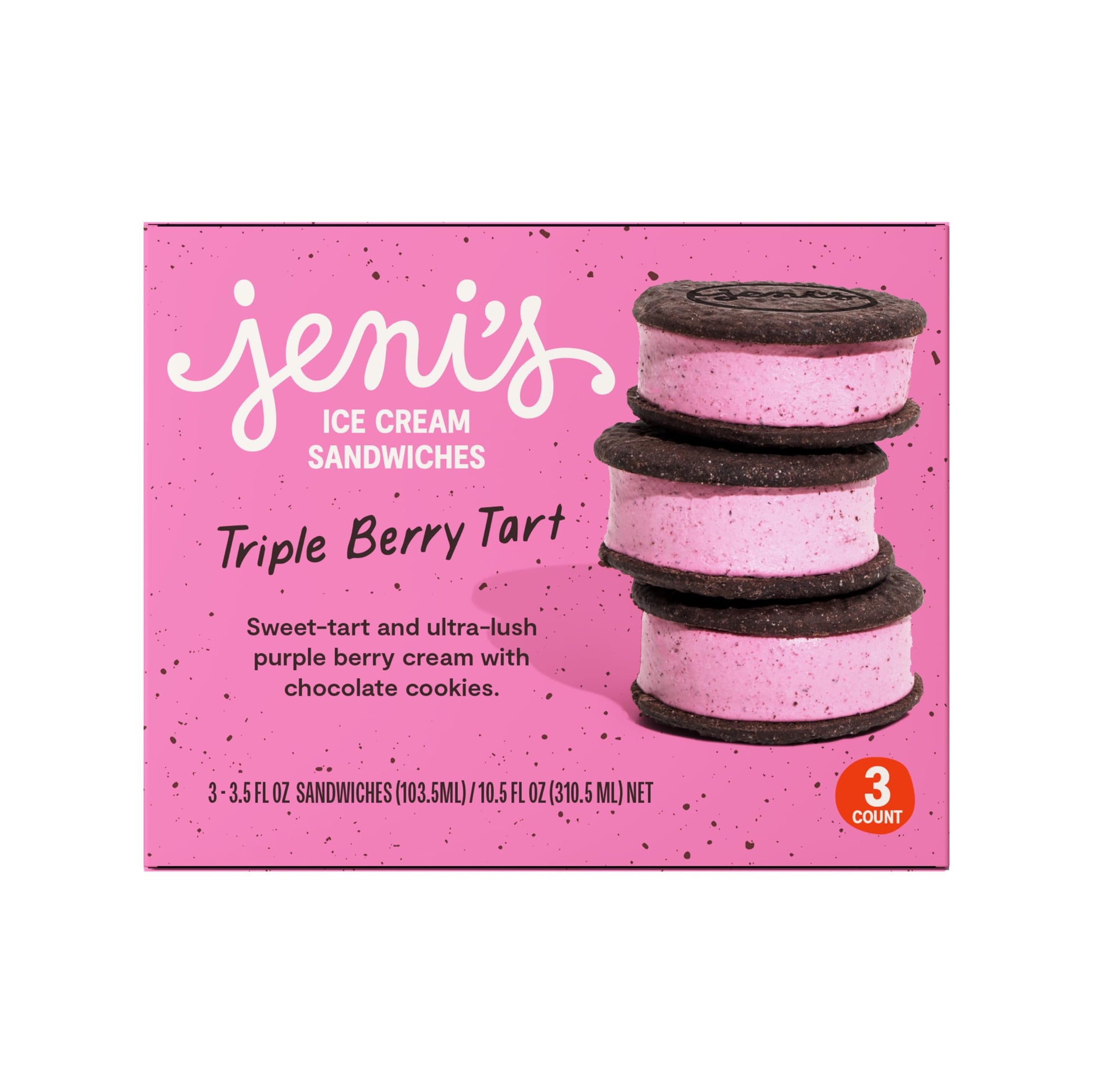 Jenis Splendid Ice Creams Triple Berry Tart Ice Cream Sandwich, 3 pk (Frozen)