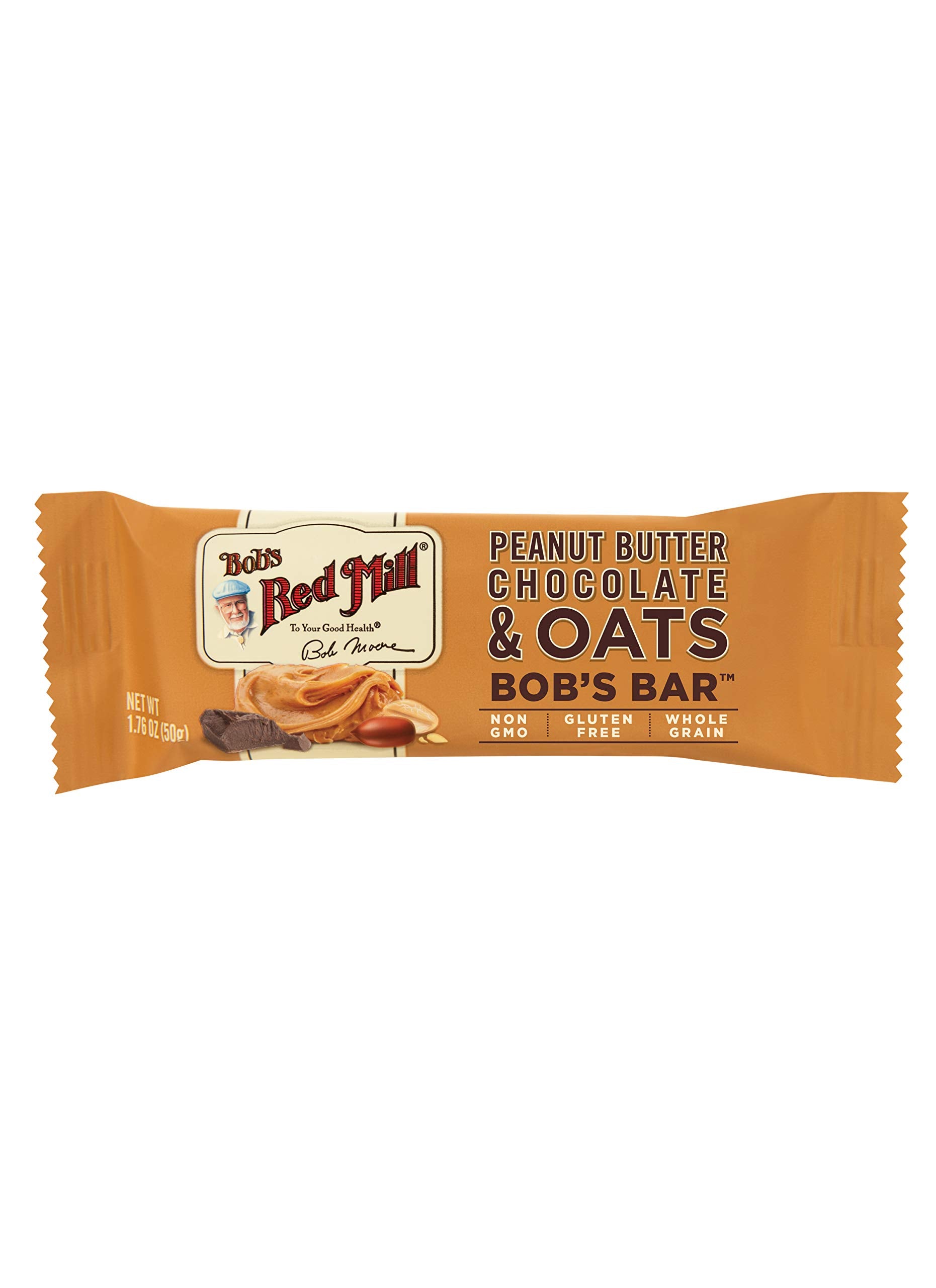 Bobs Red Mill Peanut Butter Chocolate & Oats Snack Bar - 1.76 Ounce (Pack of 12) - Gluten Free, Non-GMO, Whole Grain