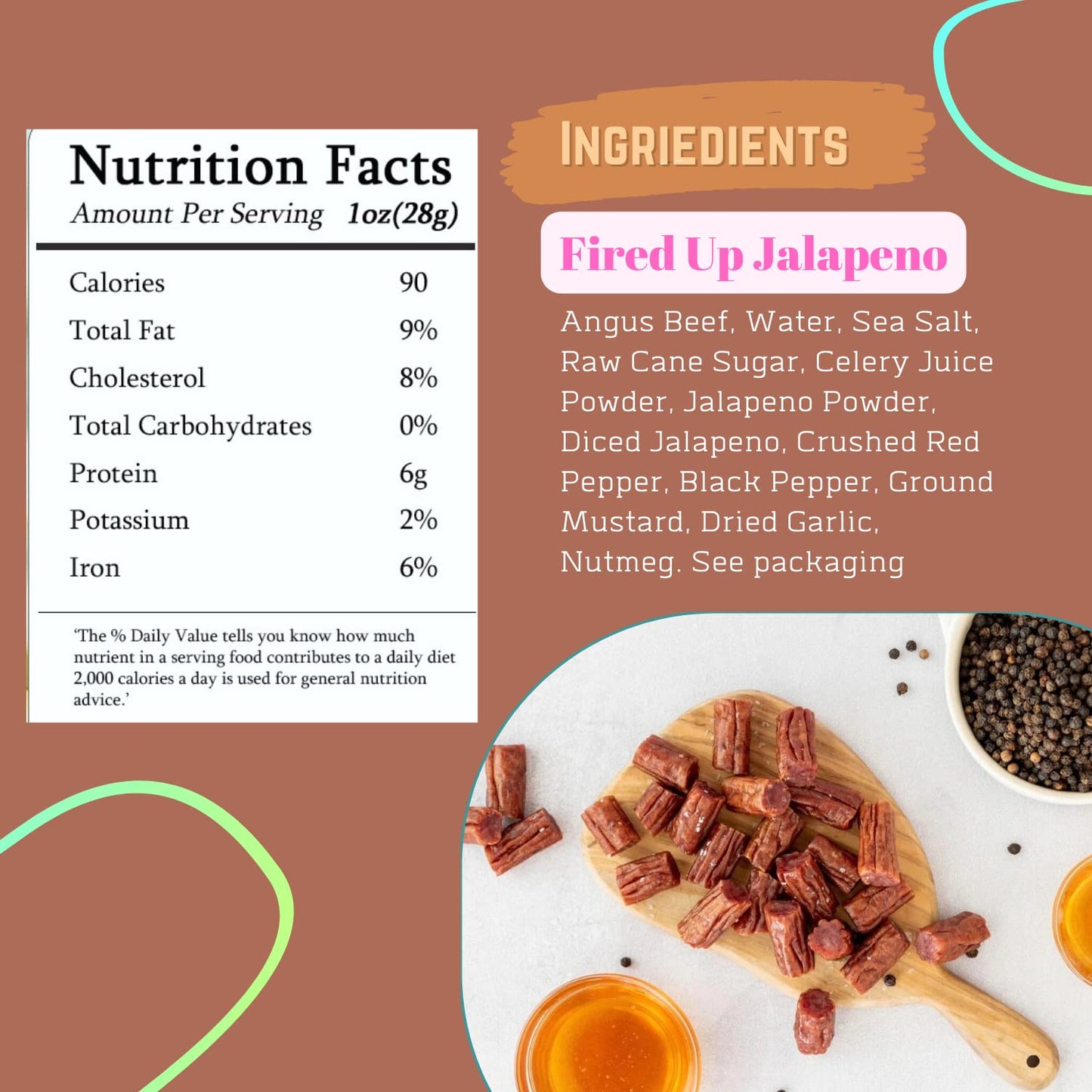 Wyoming 100% Grass Fed Beef Sticks - Fired Up Jalapeo Flavor - Clean Tasty Meat Sticks Snacks With 6G Of Protein Made With Angus