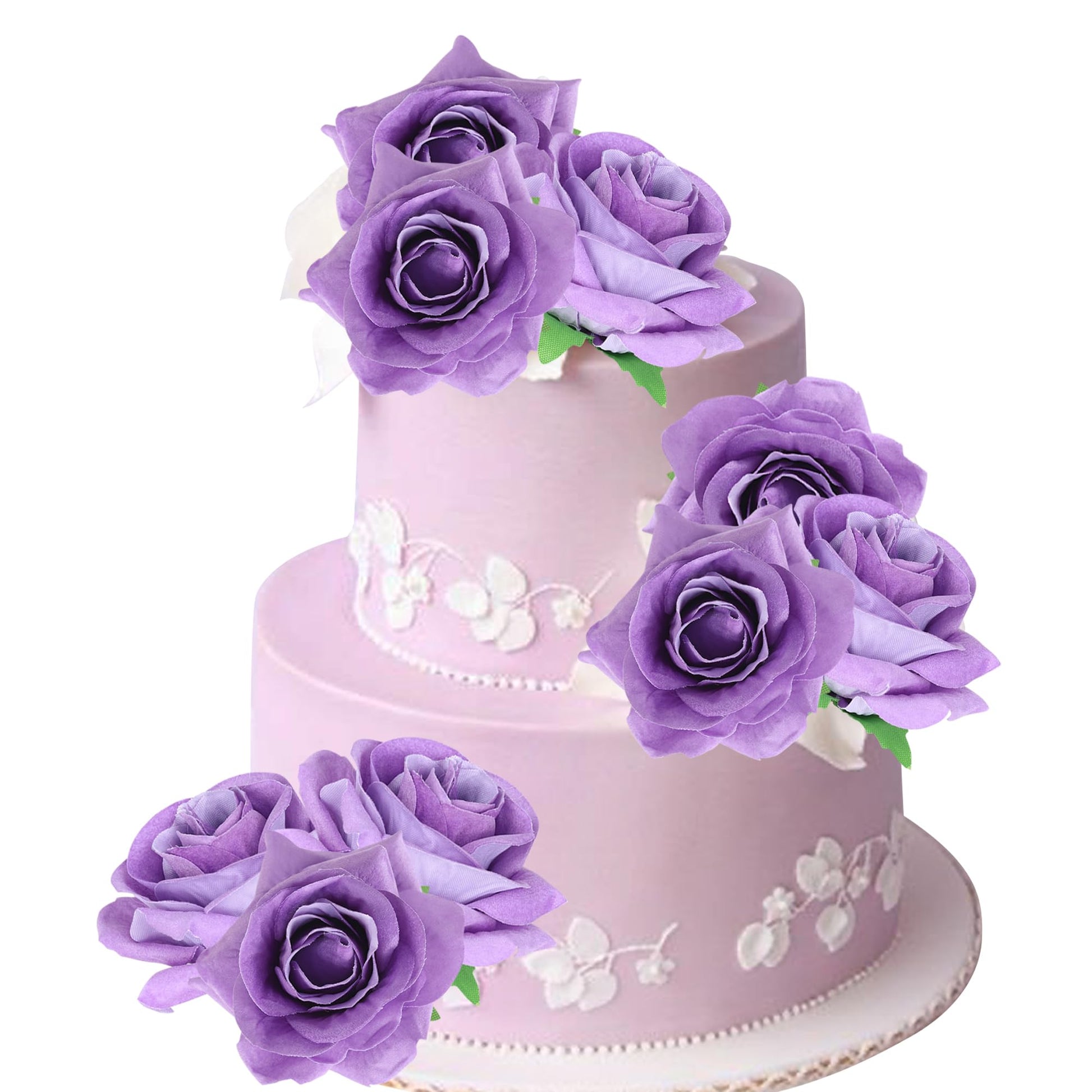 Rsstarxi Artificial Roses Cake Topper, 9 Pack, Cardstock, 2.6 inches, Purple, Model XM848-purple, Ideal for Weddings and Parties