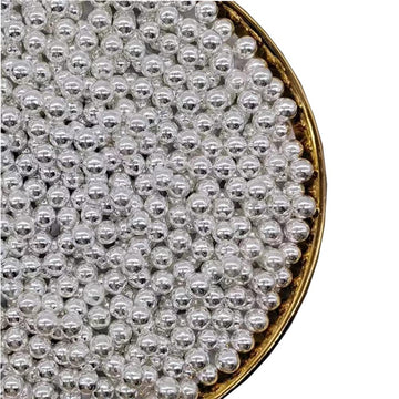 Silver Edible Pearl Sprinkles,Cake Sprinkles,Cookie Sprinkles,Sugar Pearl, Edible Candy Pearls 130G 4.6Oz For Cake Cupcake Decor