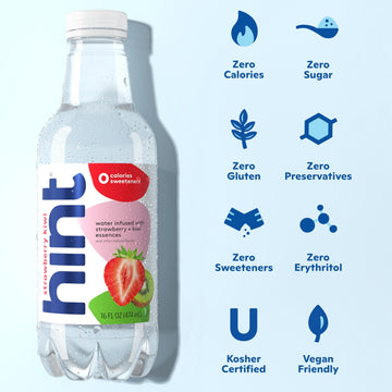 Hint Water Strawberry Kiwi - Infused Water, Zero Sugar, 16 Fl Oz (Pack of 12)