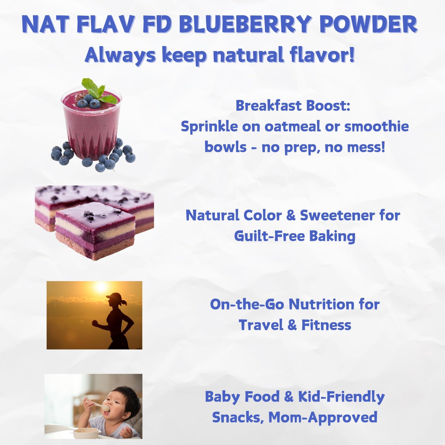 Nat Flav Freeze-Dried Blueberry Powder | 7Oz | 100% Natural Fruit | No Sugar & Additives | Non-Gmo & Vegan Friendly | Flavoring