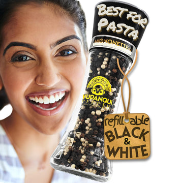 Yupanqui Peppercorn Medley Grinder MIGNONETTE, White Pepper & Black Pepper Mixed Peppercorns whole organic peppercorns mix in Re