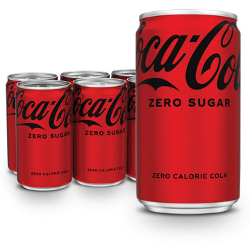 Coke Zero Mini-Can 7.5 fl oz, 6 Pack - Refreshing Zero Sugar Beverage, Compact Size