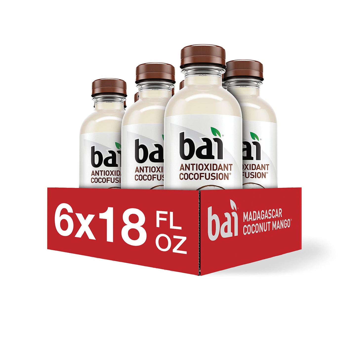 Bai Coconut Flavored Water, Madagascar Coconut Mango, Antioxidant Infused Drinks, 18 Fl Oz (Pack of 6)