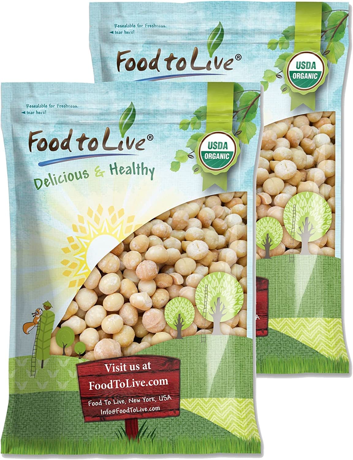 Food to Live Organic Whole Macadamia Nuts, 25 Pounds - Non-GMO, Raw, Shelled, Unsalted, Kosher, Vegan, Bulk. Keto Snack. Buttery