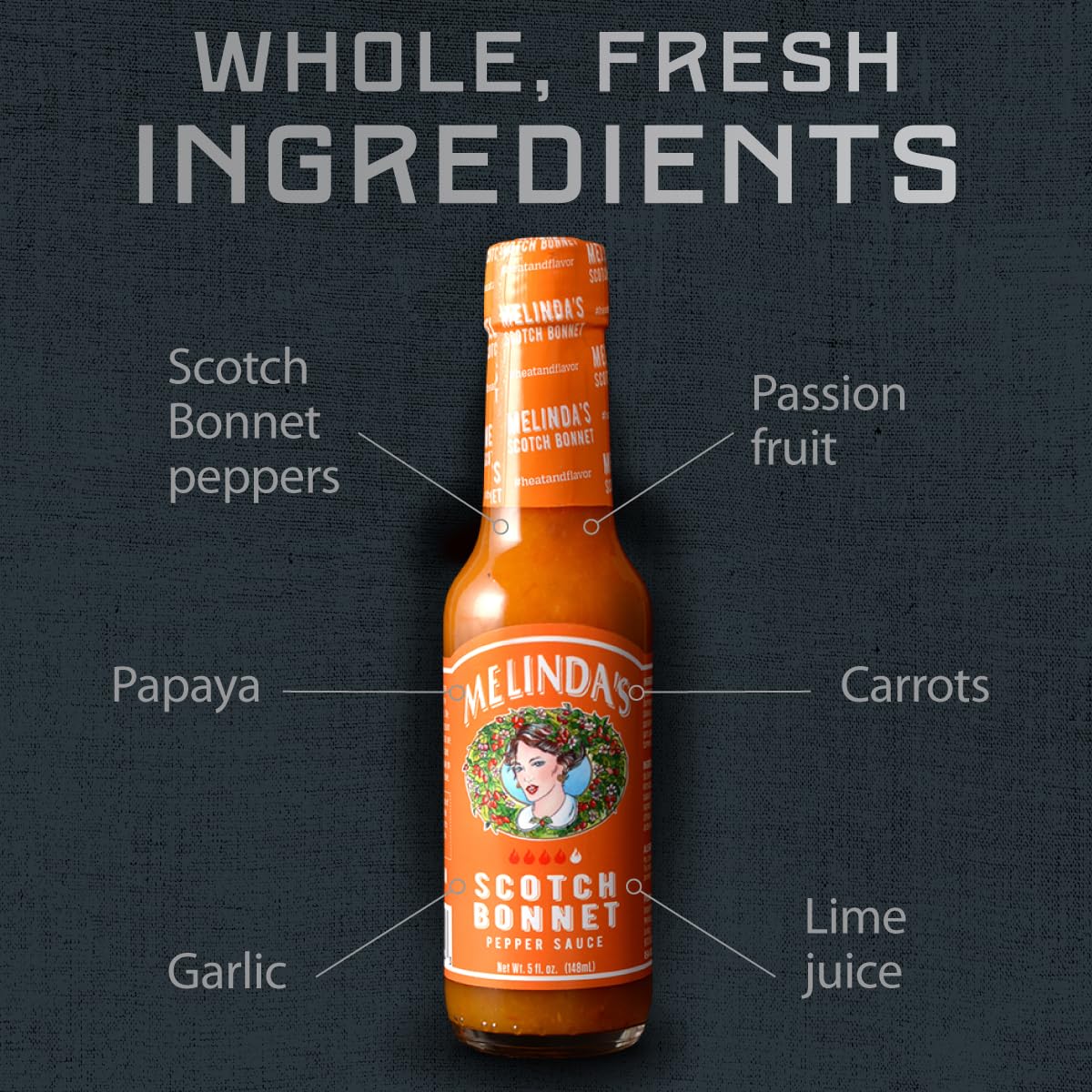 Melindas Scotch Bonnet Hot Sauce - Gourmet Pepper Sauce - 5oz, 3 Pack - Keto, Vegan, Gluten Free