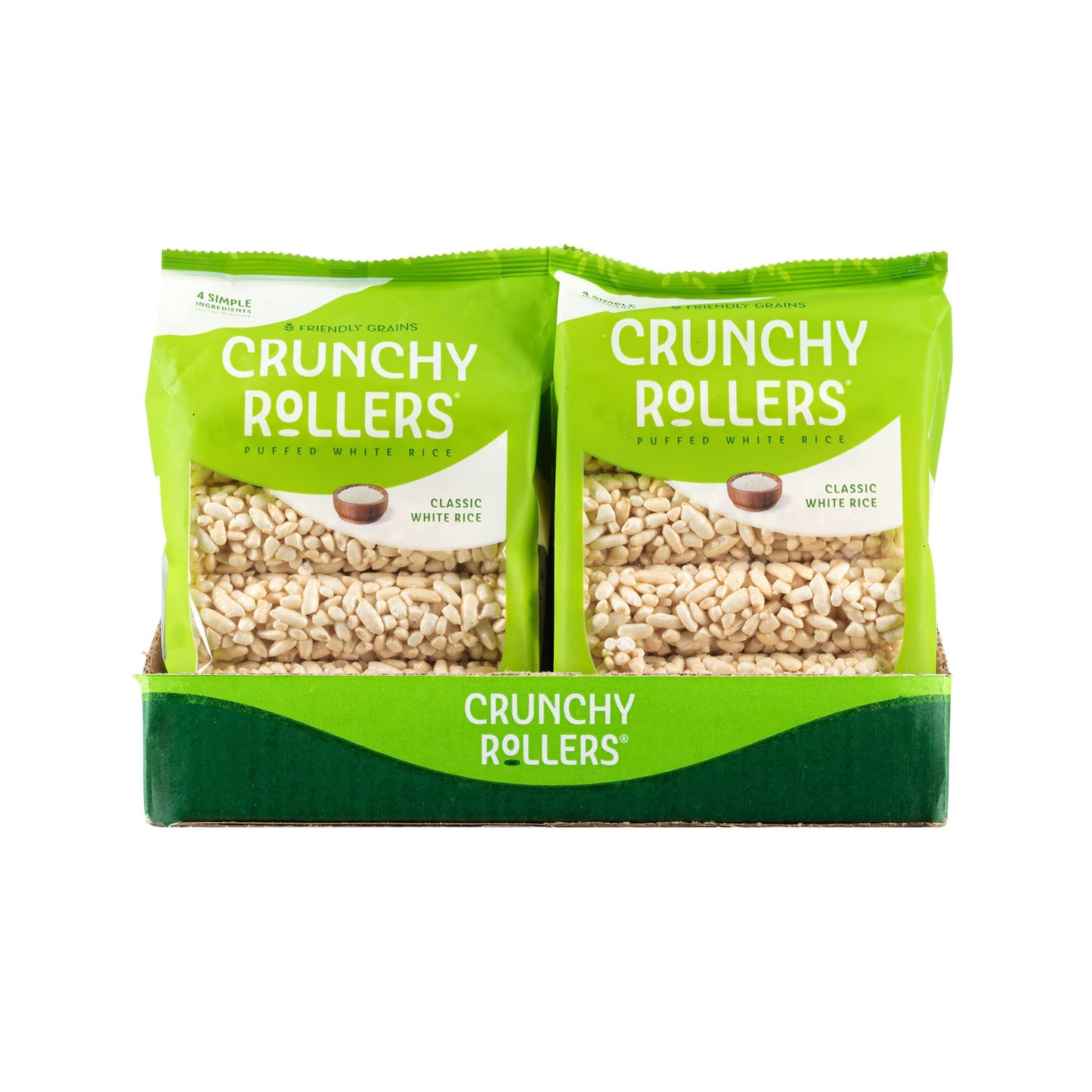 Classic White Rice Crunchy Rollers - Sweet Rice Snacks, Crispy Puffed Rolls, Healthy Snack Rolls for Adults and Kids - Friendly