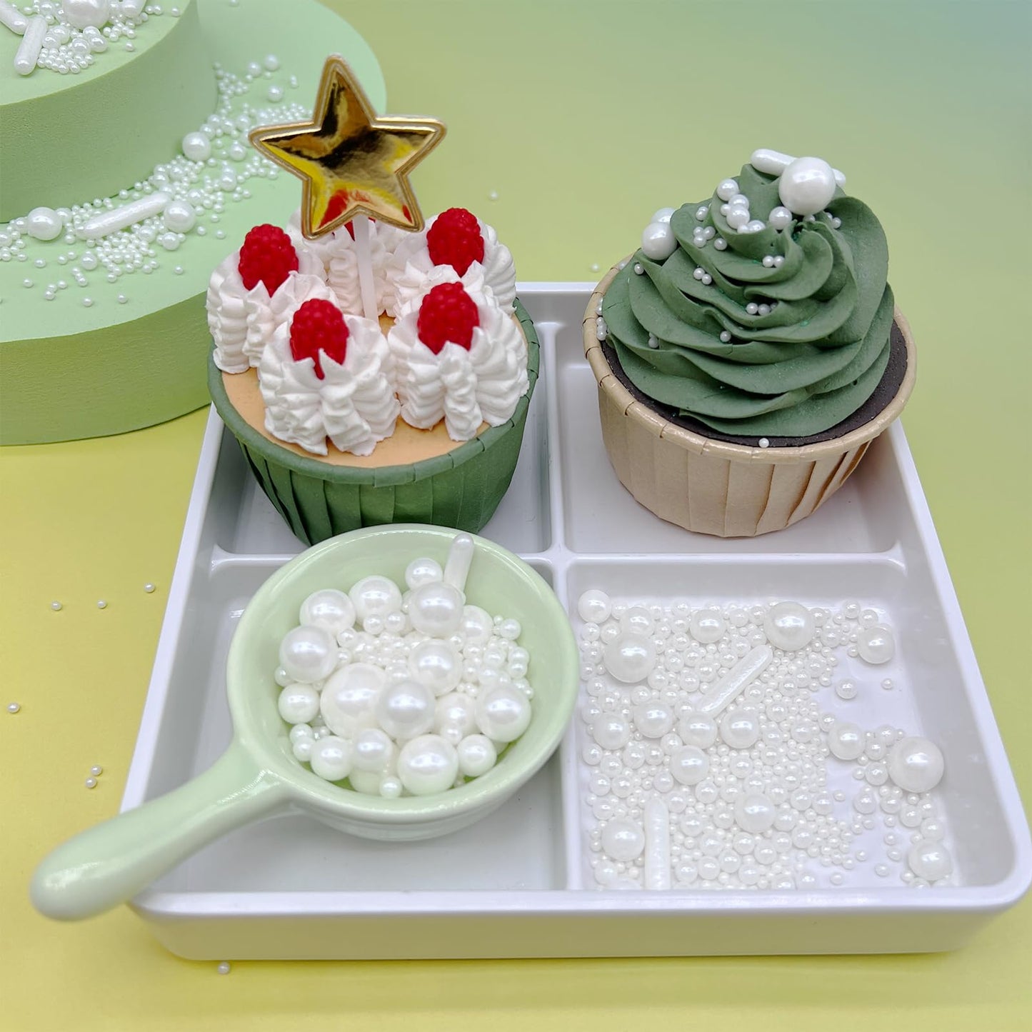 White Sprinkles For Cake Decorating, 4.6Oz White Rod And Pearl Sprinkles Mix For Baking, Cupcake, Cookie, Ice Cream, Donuts And