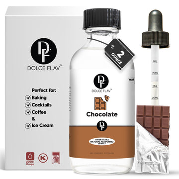 Dolce Flav Natural Chocolate Extract - Sugar-Free & Kosher - Pure Cocoa Flavor for Baking, Coffee, Ice Cream, Smoothies & Desser