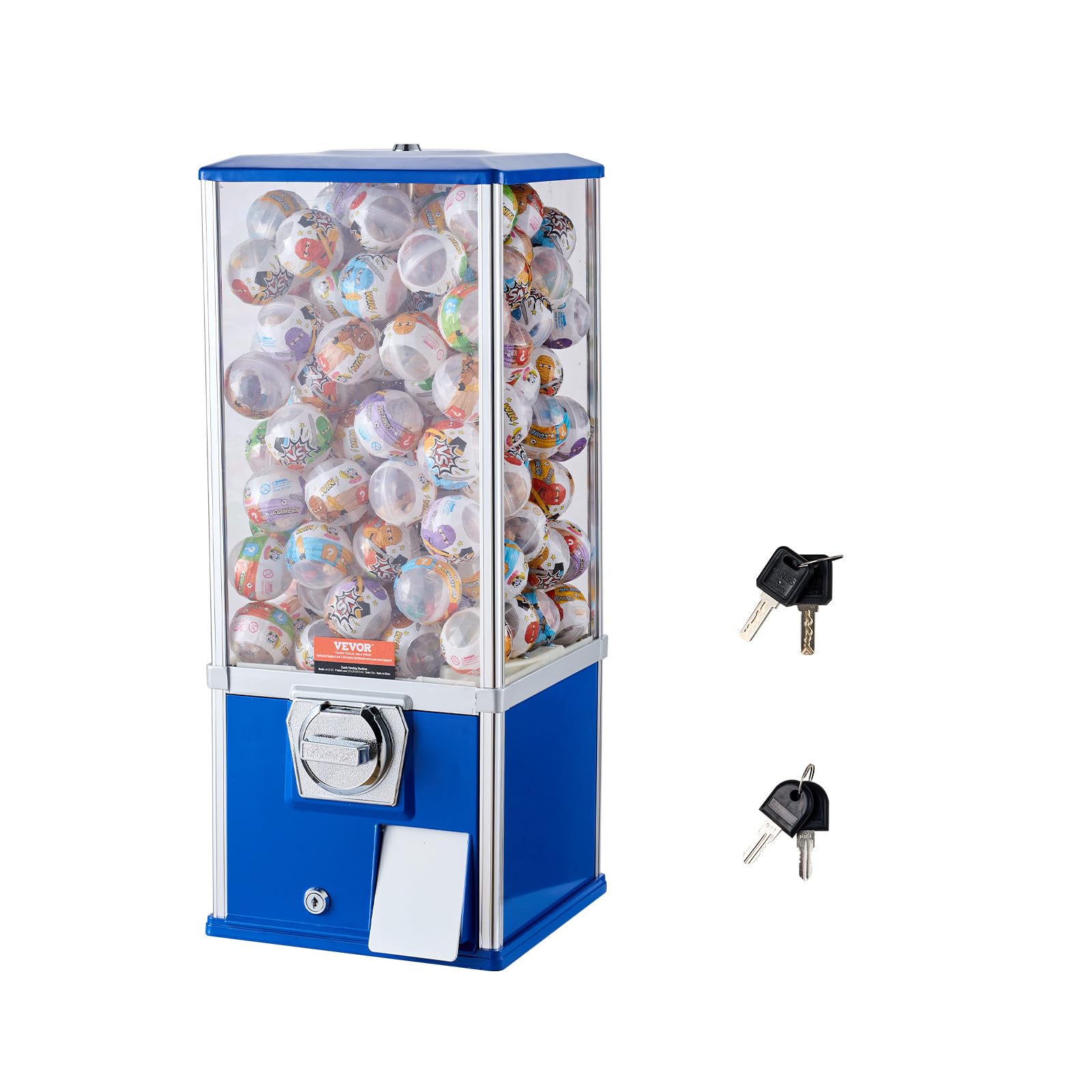 VEVOR Gumball Machine, 25 Height, Coin Operated Dispenser for 230 Capsule Toys, Blue