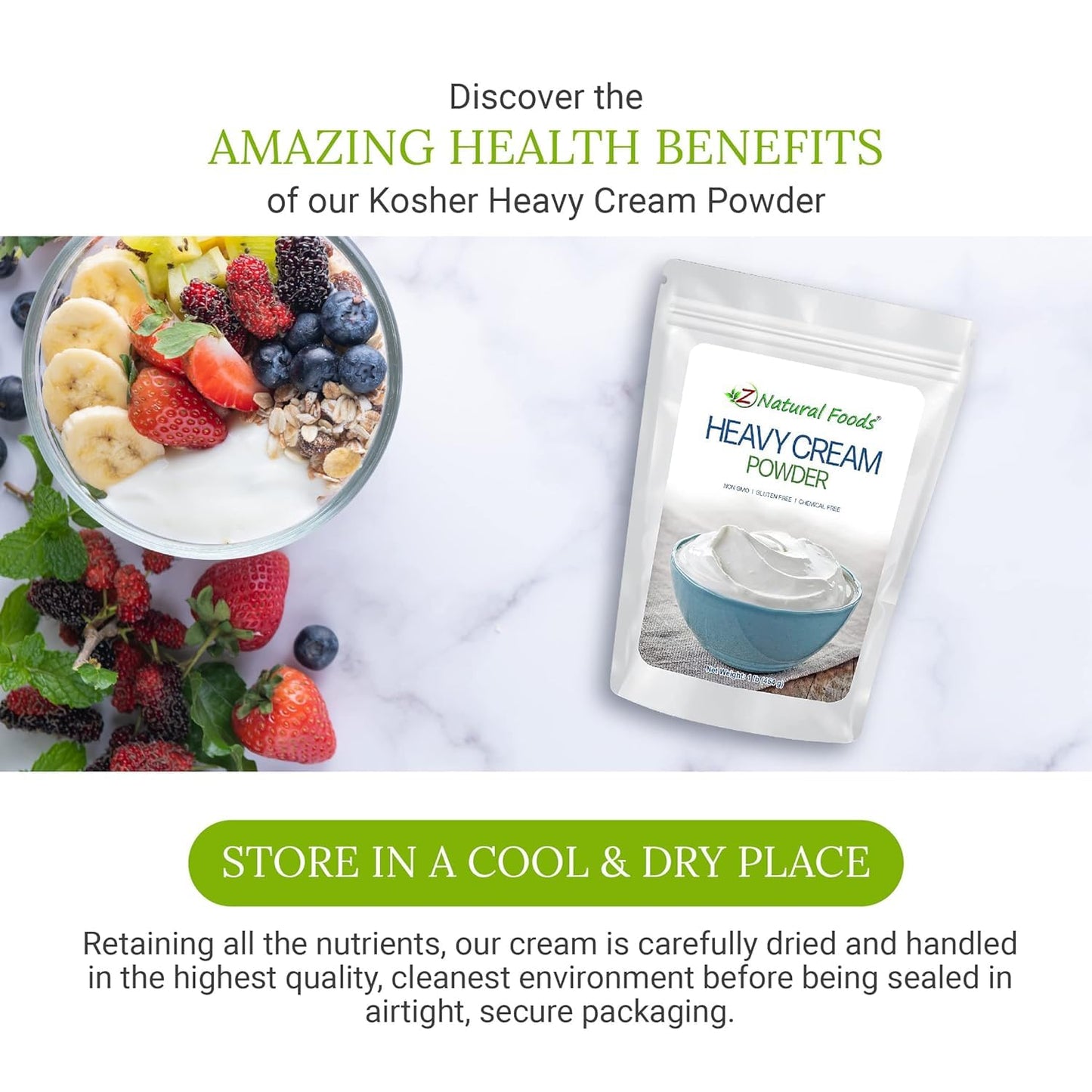 Z Natural Foods Heavy Cream Powder - Keto-Friendly, Gluten-Free, 5 lbs