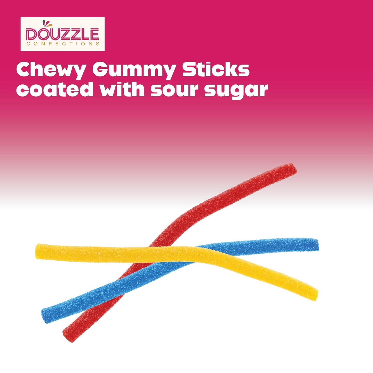 DOUzzle Back To School Sour Sticks Chewy Candy Straws Rainbow Multi Flavored Mix (3.5 OZ - 1 Pack) Goodie Bag Stuffer, Pinata Fi