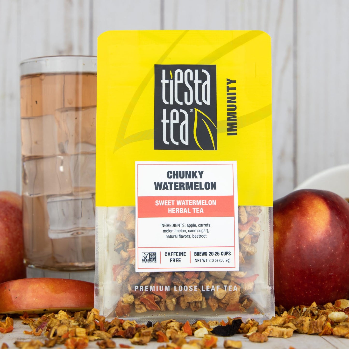 Tiesta Tea - Chunky Watermelon, Loose Leaf Sweet Watermelon Herbal Tea, Non-Caffeine, Hot & Ice Tea, 2 Oz Pouch - 25 Cups, Natural Flavored, Herbal Tea Loose Leaf Blend