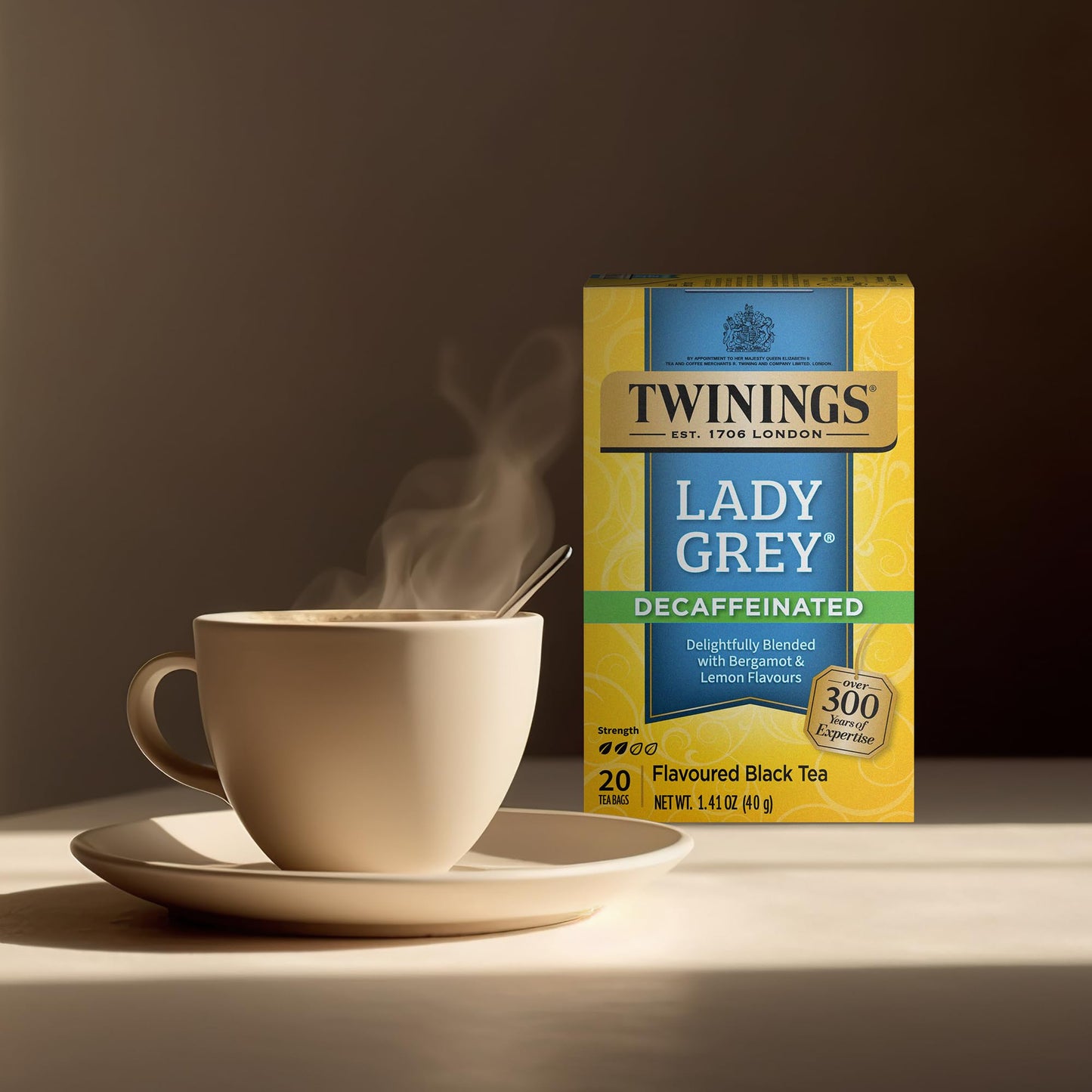 Twinings Decaffeinated Lady Grey Black Tea Individually Wrapped Bags, 20 Count (Pack Of 1), Orange Peel & Lemon Peel, Enjoy Hot