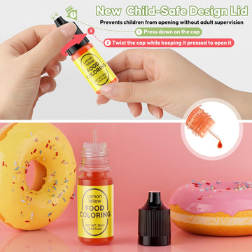 Food Coloring Set For Cake Decorating - 12Ml X 6 Color Food Grade Vibrant Food Dye Tasteless Liquid Color For Baking Easter Egg