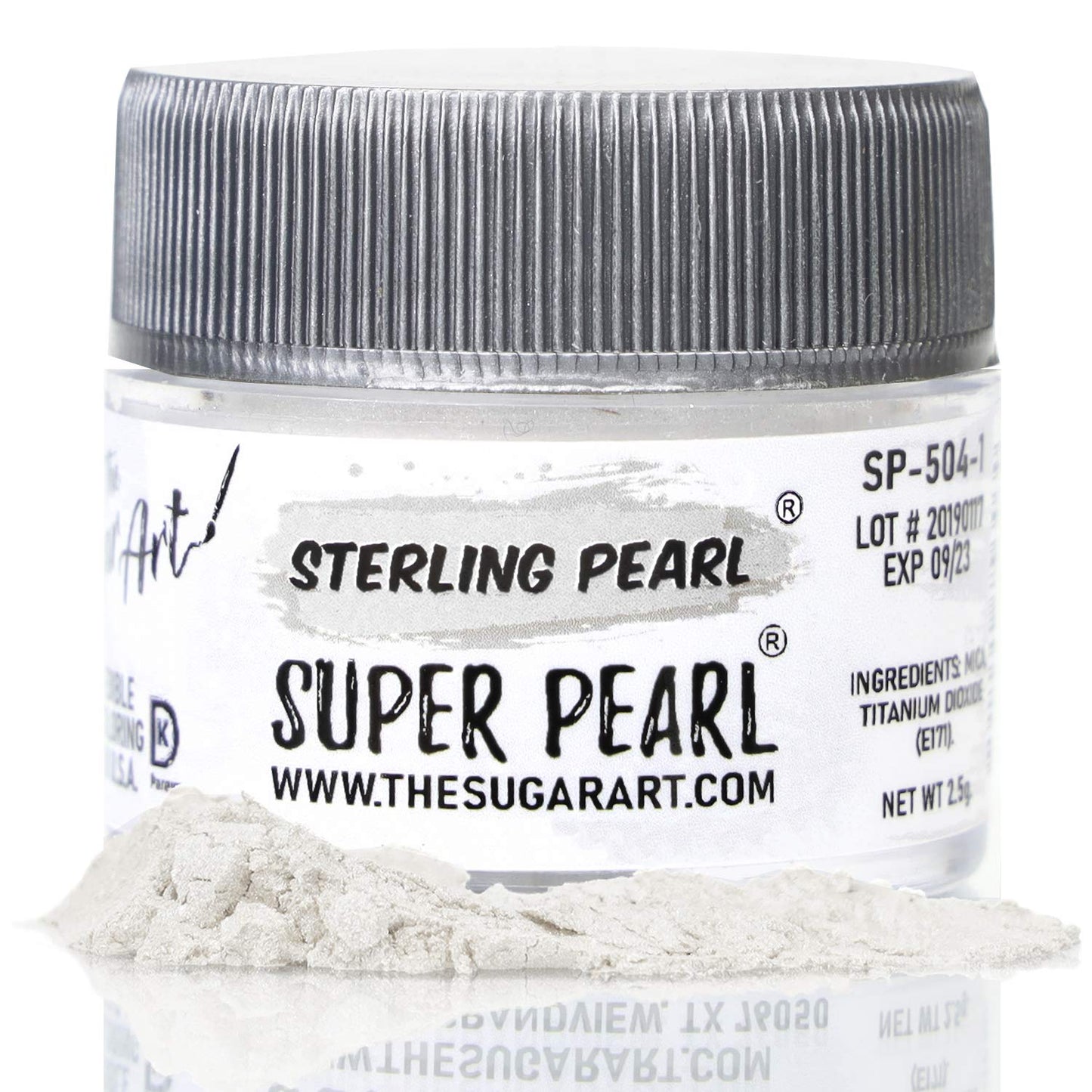 The Sugar Art Edible Shimmer Powder for Cakes, Cupcakes, & More - Super Pearl - 2.5 grams - Kosher Food-Grade Coloring