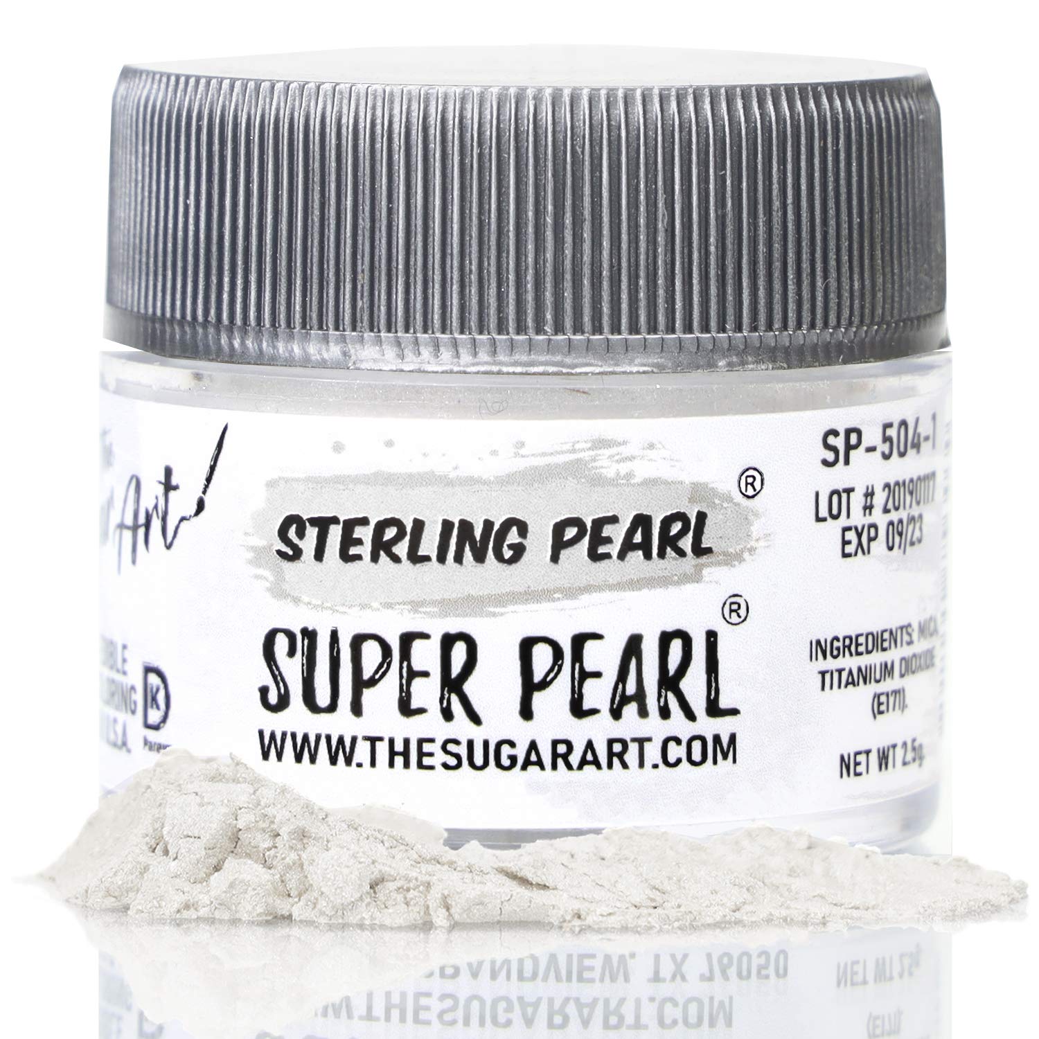 The Sugar Art Edible Shimmer Powder for Cakes, Cupcakes, & More - Super Pearl - 2.5 grams - Kosher Food-Grade Coloring