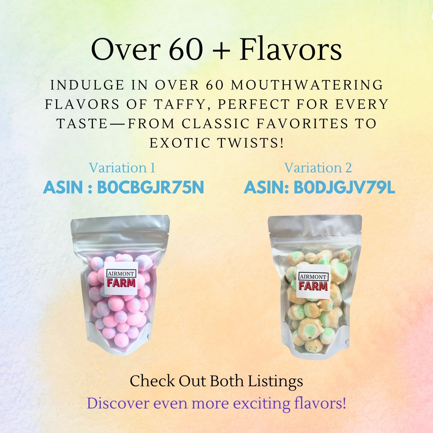 Freeze-Dried Candy Salt Water Taffy 2 oz - Cut To Bite Sized Pieces - Ships In Box - Deliciously Crunchy, Intense Flavor, Lightw