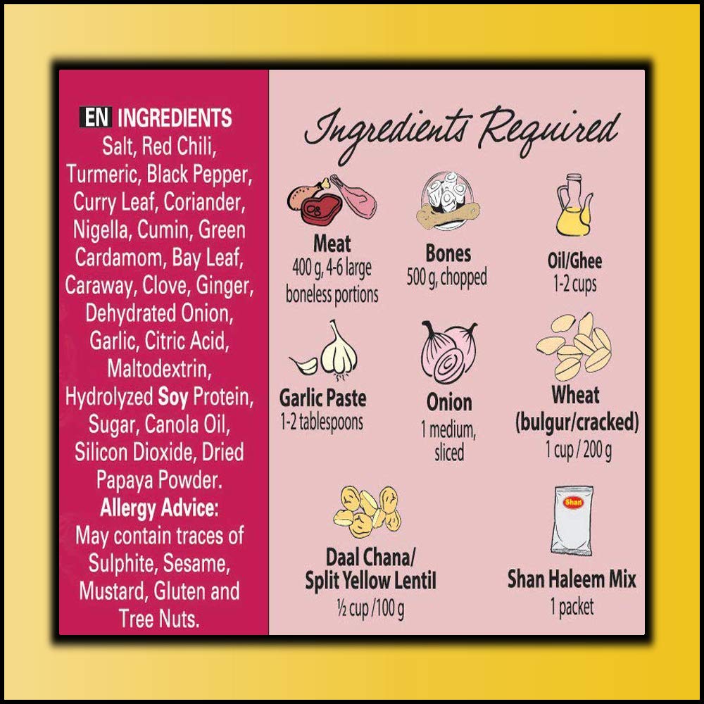 Shan Haleem Recipe and Seasoning Mix, Traditional South Asian Curry Spice, Pack of 6, Halal, Airtight Box