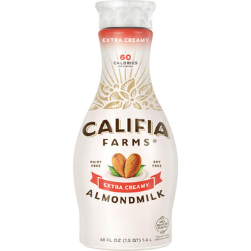 Califia Farms - Extra Creamy Almond Milk, 48 Oz, Dairy Free, Vegan, Plant Based, Vegan, Gluten Free, Non GMO, High Calcium, Smoo