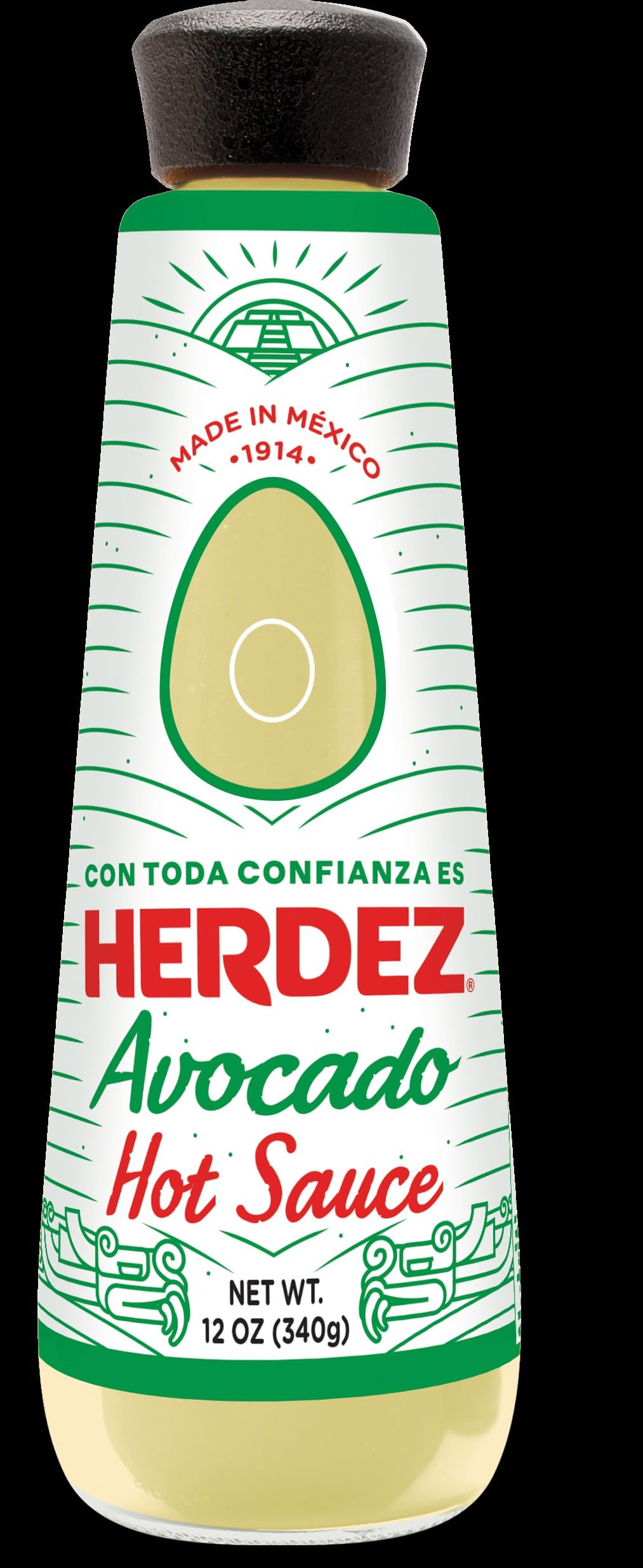 Herdez Avocado Hot Sauce  12 Oz Bottle- Rich & Zesty Avocado-Flavored Hot Mexican Sauce For Tacos & More