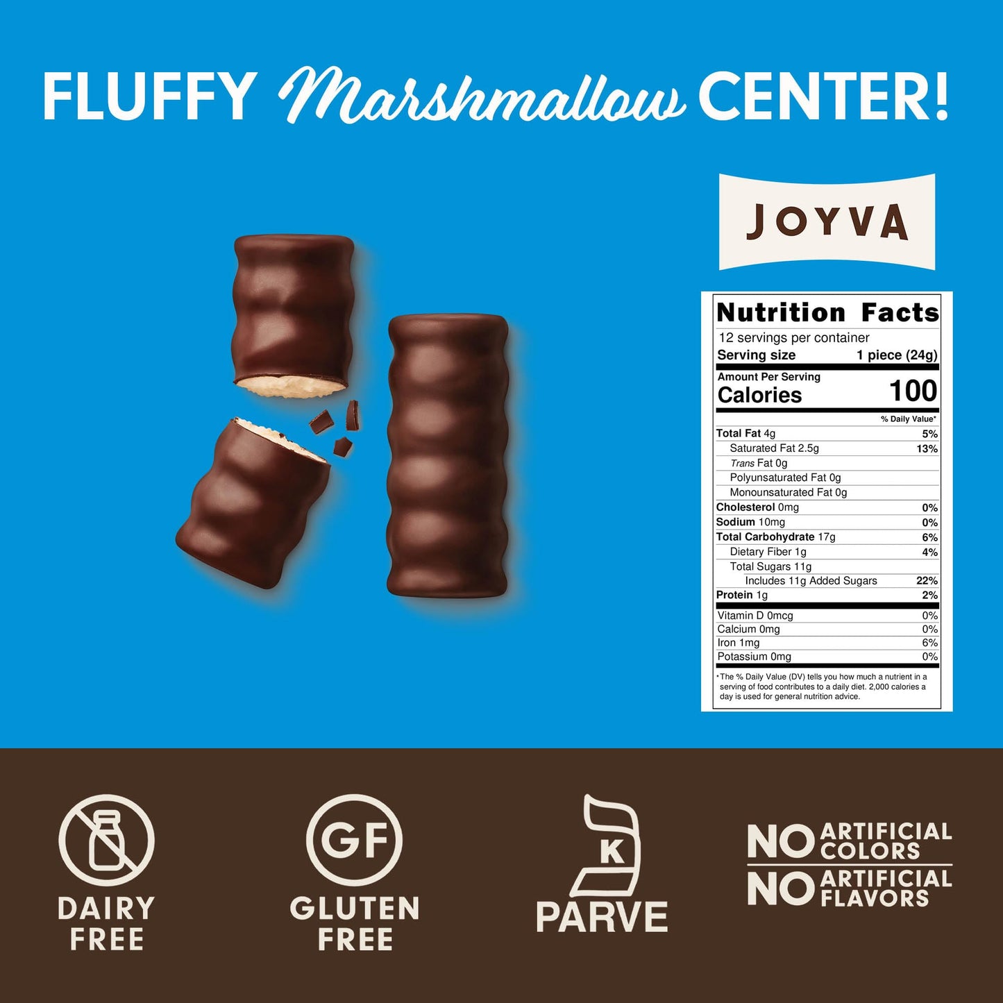Joyva Classic Marshmallow Twists | Pack of 2, 9oz Boxes | Fluffy Marshmallow Center with Smooth Dark Chocolate Coating | Kosher