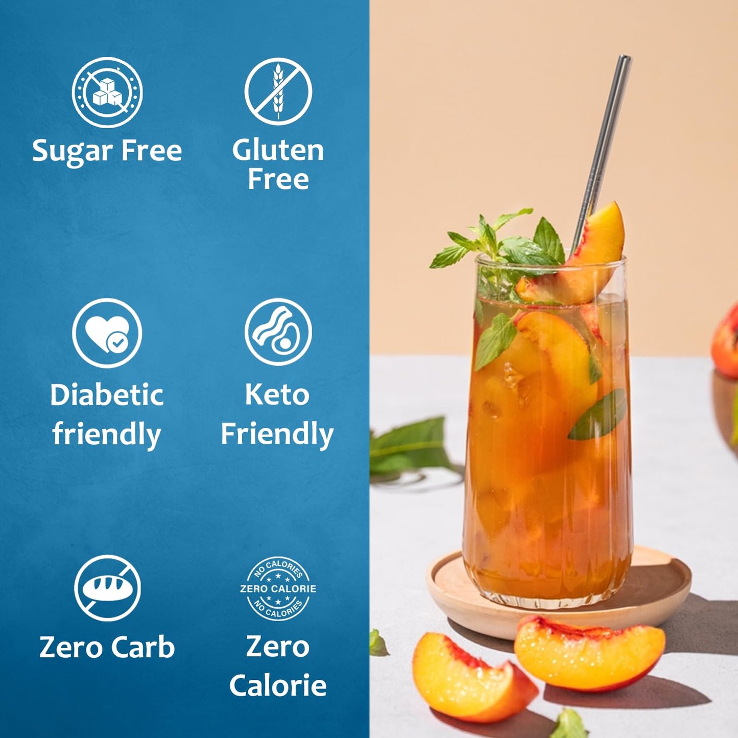 Syruvia Sugar Free Peach Syrup With Syrup Pump Dispenser - Peach Syrup Flavor, 25.4 Fl Oz - Perfect For Cocktails, Ice Tea, Dess