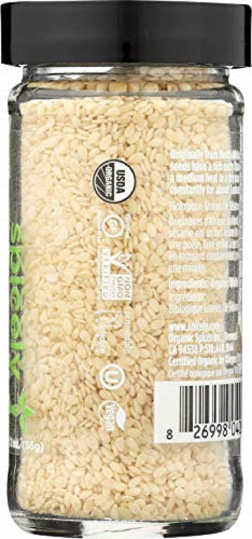 Spicely Organic Sesame Seeds White Whole 2.00 Ounce Jar Certified Gluten Free