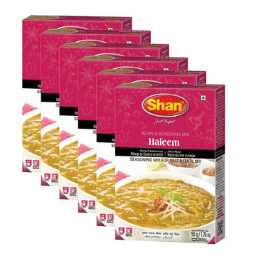 Shan Haleem Recipe and Seasoning Mix, Traditional South Asian Curry Spice, Pack of 6, Halal, Airtight Box
