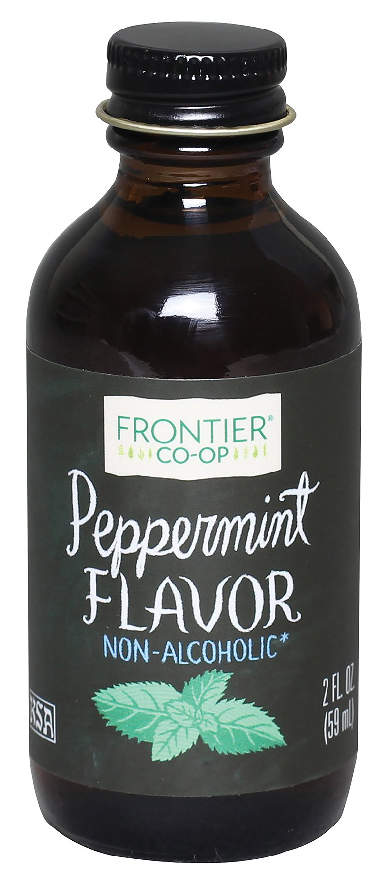 Frontier Co-Op Organic Peppermint Flavor  2 Ounce Glass Jar  Non-Beverage-Style  Great For Baking  Coffee And More