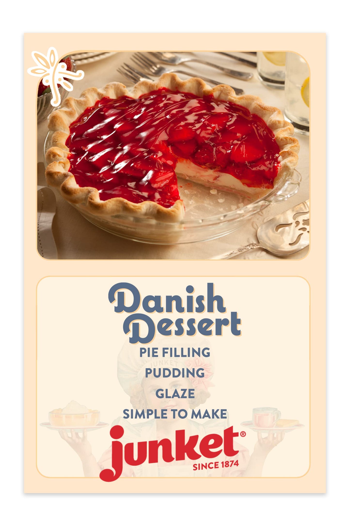 Junket Danish Dessert Strawberry Mix - For Strawberry Pie Filling, Cheesecake Topping, Sauces, Puddings, And Glazes. Easy! Add W