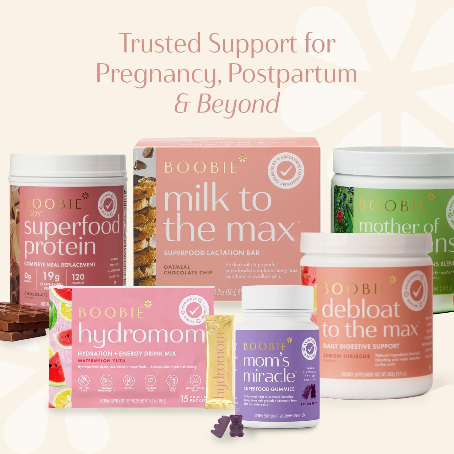 Boobie Lactation Cookies, Brownie Fudge | Vegan, Gluten-Free, Dairy-Free, Soy-Free Plant-Based Protein + Prebiotics | 5g Sugar,